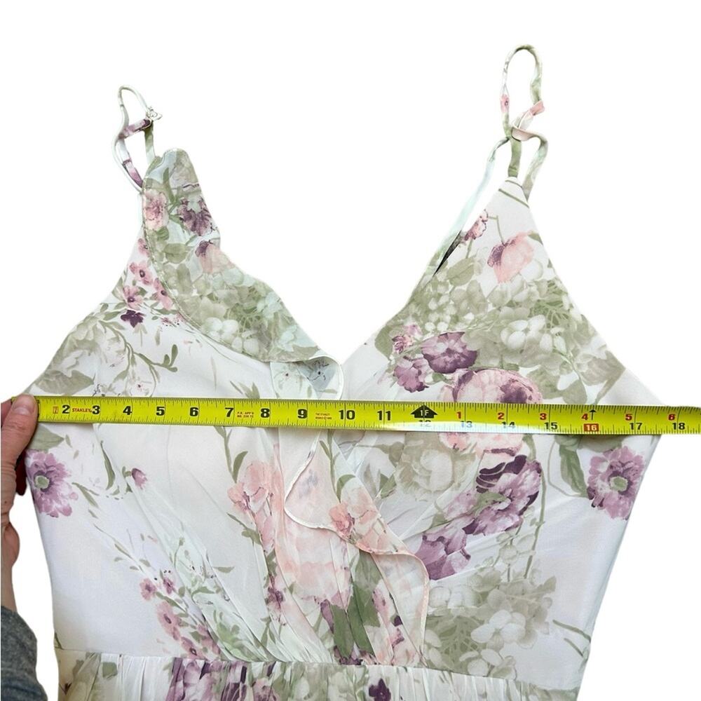 Jenny Yoo Floral Halter Maxi Dress in Cream and Pastel Green - Picture 5 of 11